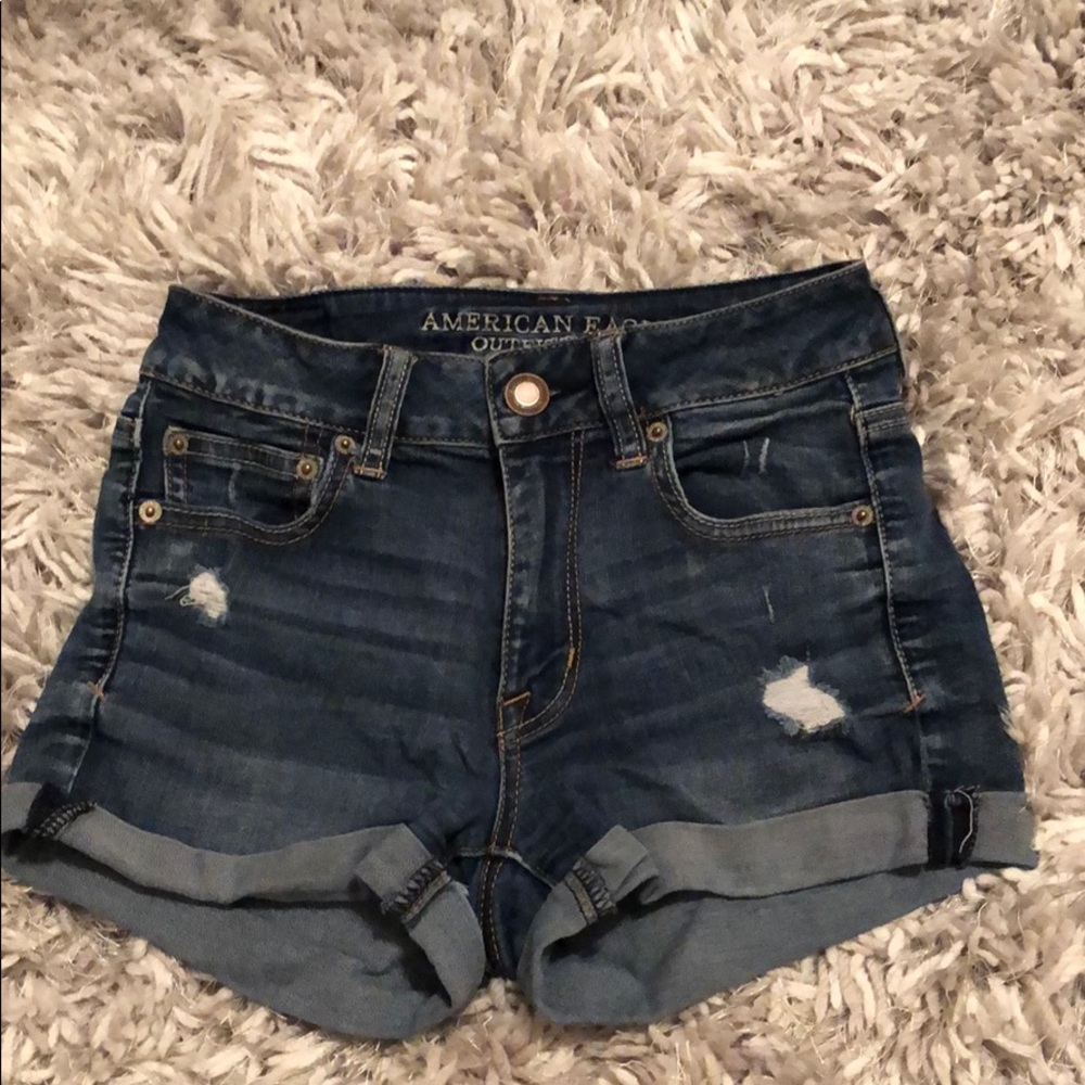 American Eagle High Rise Shortie Jean Shorts